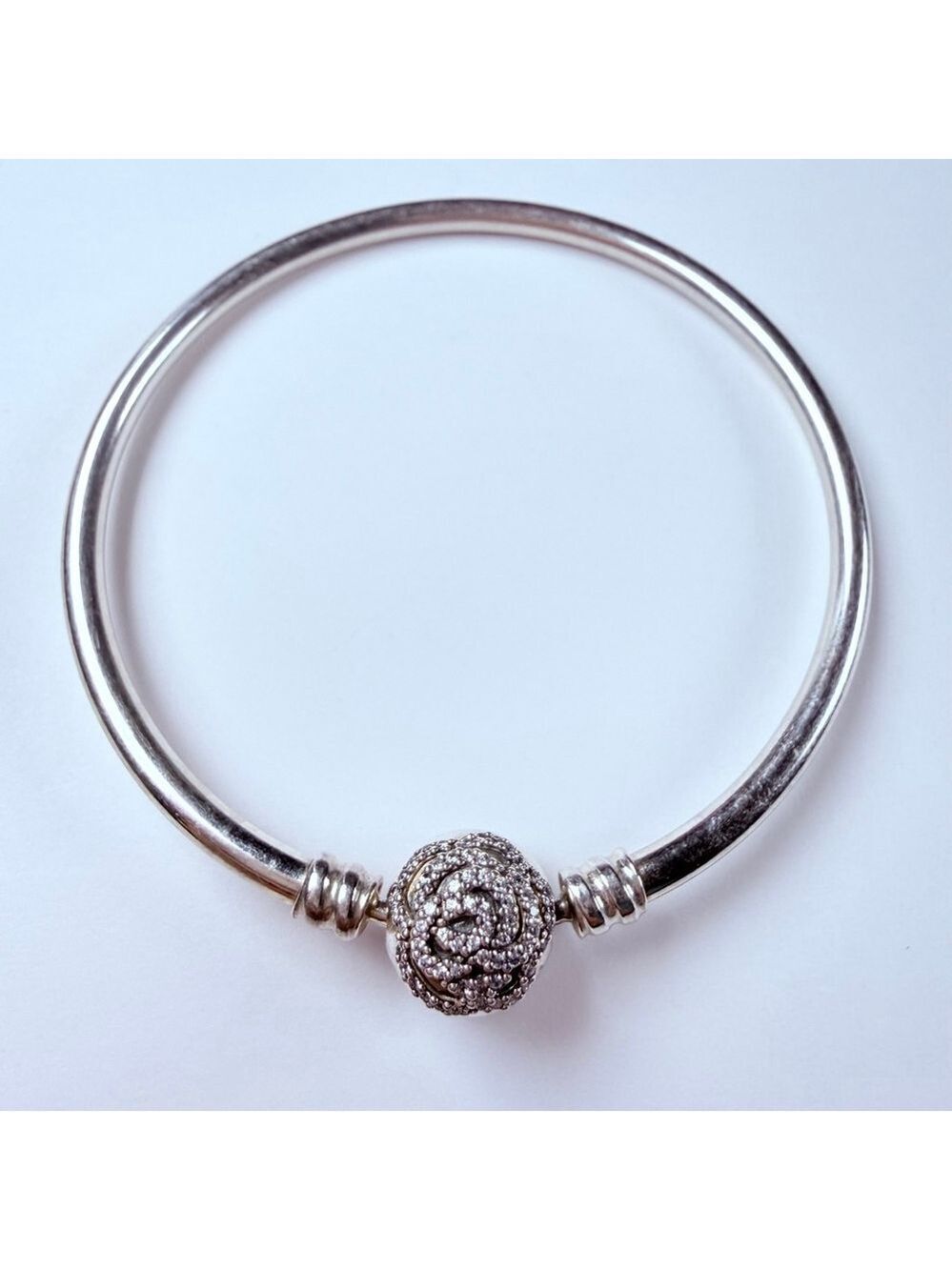 Pandora x Disney Beauty and the Beast Rose Ball Clasp Bangle Bracelet 590748CZ